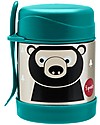 3 Sprouts Thermos Porta Cibo in Acciaio Inossidabile con Cucchiaio-Forchetta, 350 ml - Orso Petrolio Contenitori Termici