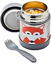 3 Sprouts Thermos Porta Cibo in Acciaio Inossidabile con Cucchiaio-Forchetta, 350 ml - Volpe Grigio Contenitori Termici