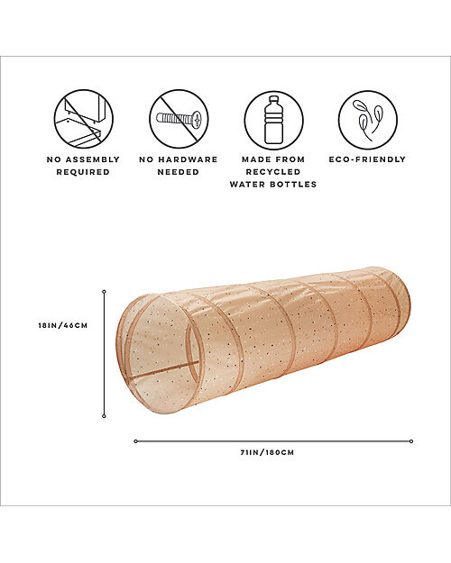 3 Sprouts Tunnel Gioco - Terrazzo Clay - Poliestere Riciclato - 180 x Diametro 46 cm Tende Gioco