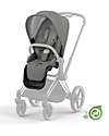 Seduta  per Passeggino Priam o e-Priam - Pearl Grey - Include Cappottina - Collezione Conscious Tessuto Realizzato con 31 Bottoglie di Plastica Riciclate