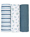 Set di 3 Copertine Swaddle 69 x 69 cm - Mirtilli - 100% mussola di cotone Set di 3 Copertine Swaddle 69 x 69 cm - Mirtilli - 100% mussola di cotone