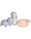 3-in-1 Sonaglio - Massaggiagengive - Gioco da Bagno - Set 3 pz - My First Ocean - 100% Caucciù Naturale