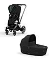 DUO Priam4 - Telaio Passeggino Chrome Black con Seat Pack e Navicella Sepia Black