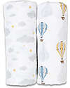 Set di 2 Copertine Swaddle 100 x 100 cm - Mongolfiera - 100% mussola di cotone