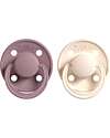 Set 2 Ciucci - Tettarella Ciliegia in Gomma Naturale - Viola e Panna - Fatto in Danimarca - Senza PBA, PVC e Flatati