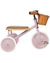Triciclo Legno ed Ecopelle con Cestino - Rosa Antico - Dai 2 anni