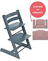 Sedia Evolutiva Tripp Trapp Fjord Blue in Legno di Faggio + Cuscino Mauve Omaggio! Sedia Evolutiva Tripp Trapp Fjord Blue in Legno di Faggio + Cuscino Mauve Omaggio!