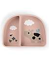 Stick&Stay Ciotola con Scomparti - Tiny Farm - Cipria- 100% Silicone Alimentare