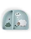 Stick&Stay Ciotola con Scomparti - Tiny Farm - Blu - 100% Silicone Alimentare
