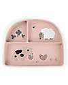 Stick&Stay Piatto con Scomparti - Tiny Farm - Cipria - 100% Silicone Alimentare
