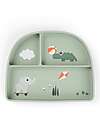 Stick&Stay Piatto con Scomparti - Playground - Verde - 100% Silicone Alimentare