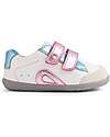 Scarpine Step Up Blaze - Bianco e Rosa Metallizato - Pelle Premium - Primi Passi