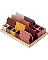Blocchi per Costruzione Villaggio - Terra - 16 Pezzi - Silicone Alimentare e Bambù Naturale - 0+
