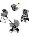 Aptica System Quattro - Crystal Grey - Passeggino + Culla Standup + Seggiolino Auto Darwin Recline EVO + Telaio Litio