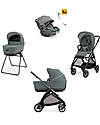 Electa System Quattro - Studio Grey - Passeggino + Culla Standup + Seggiolino Auto Darwin Recline EVO + Telaio Iron Black