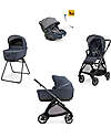 Electa System Quattro - Rooftop Blue - Passeggino + Culla Standup + Seggiolino Auto Darwin Recline EVO + Telaio Iron Black