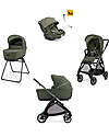 Electa System Quattro - Loft Green - Passeggino + Culla Standup + Seggiolino Auto Darwin Recline EVO + Telaio Iron Black