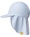 Cappellino con Visiera e Falda Lunga - Righe Bianco e Celeste - Tessuto UPF 50+