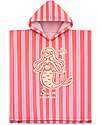 Poncho da Spiaggia - Sirena - Righe Bianco e Rosso - 65x65 cm - 100% Cotone Bio