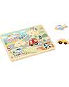 Puzzle Sonoro a Incastro in Legno - Veicoli - 29,5 x 21,5 x 1,5 cm - 18m+