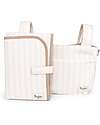 Fasciatoio da Viaggio + Borsa Organizer Passeggino - Righe - Beige - Impermeabile e Pieghevole