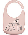 Bavaglino Impermeabile con Tasca Deer Friends, Rosa Cipria - 100% silicone alimentare