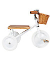 Triciclo Legno ed Ecopelle con Cestino - Bianco - Dai 2 anni