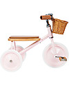 Triciclo Legno ed Ecopelle con Cestino - Rosa - Dai 2 anni
