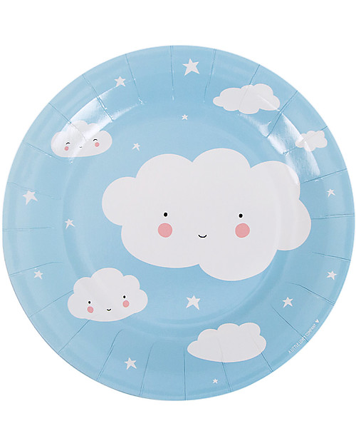 A Little Lovely Company 12 Piatti di Carta per Feste - Nuvolette Piatti e Scodelle
