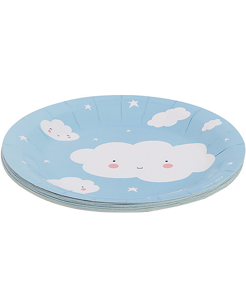A Little Lovely Company 12 Piatti di Carta per Feste - Nuvolette Piatti e Scodelle