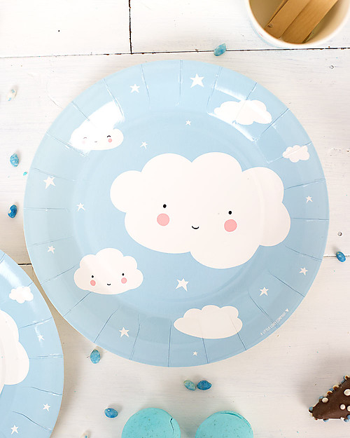 A Little Lovely Company 12 Piatti di Carta per Feste - Nuvolette Piatti e Scodelle