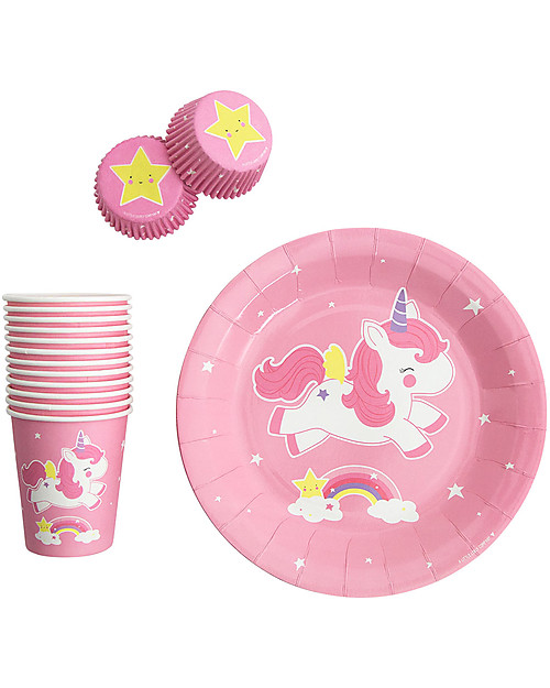 A Little Lovely Company 12 Piatti di Carta per Feste - Unicorni Piatti e Scodelle
