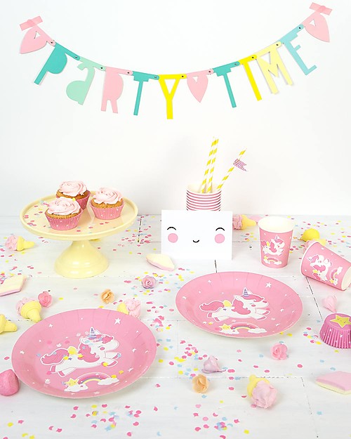 A Little Lovely Company 12 Piatti di Carta per Feste - Unicorni Piatti e Scodelle