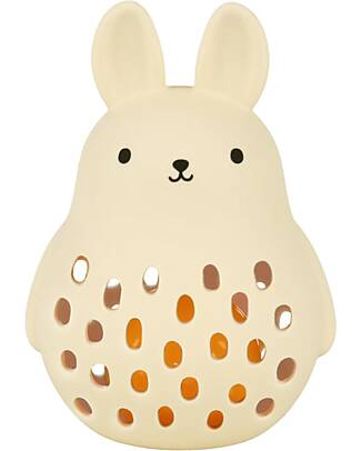A Little Lovely Company 2 in 1 Sonaglio e Massaggiagengive in Silicone - Coniglietto - 10 x 13,5 x 8,5 cm Sonagli