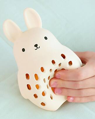 A Little Lovely Company 2 in 1 Sonaglio e Massaggiagengive in Silicone - Coniglietto - 10 x 13,5 x 8,5 cm Sonagli