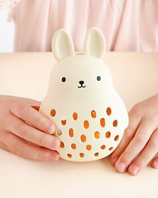 A Little Lovely Company 2 in 1 Sonaglio e Massaggiagengive in Silicone - Coniglietto - 10 x 13,5 x 8,5 cm Sonagli