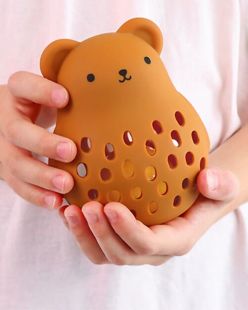 A Little Lovely Company 2 in 1 Sonaglio e Massaggiagengive in Silicone - Orsetto - 10 x 13,5 x 8,5 cm Sonagli