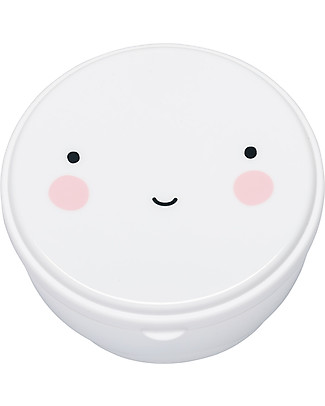 A Little Lovely Company 4 Porta Pranzo Happy Face - Bianco - Senza BPA o ftalati Contenitori Latte e Snack