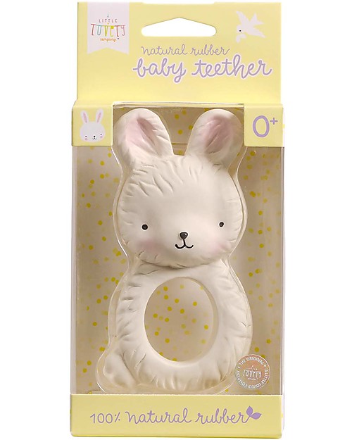 A Little Lovely Company Anello da Dentizione, Coniglietto Bianco - 100% Gomma Naturale Massaggiagengive