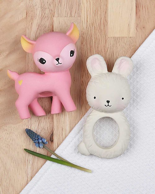 A Little Lovely Company Anello da Dentizione, Coniglietto Bianco - 100% Gomma Naturale Massaggiagengive