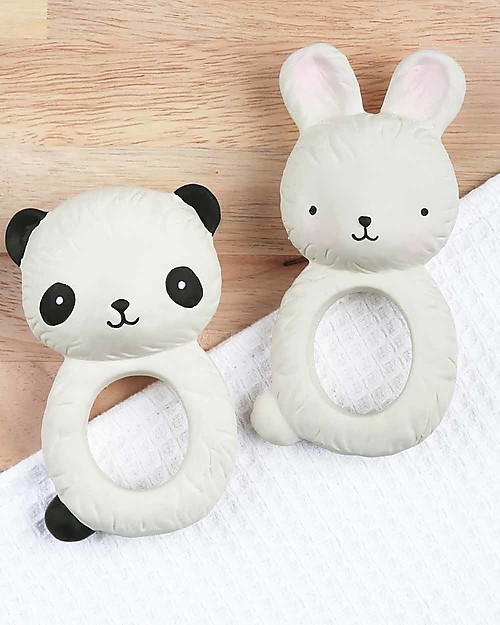 A Little Lovely Company Anello da Dentizione, Coniglietto Bianco - 100% Gomma Naturale Massaggiagengive