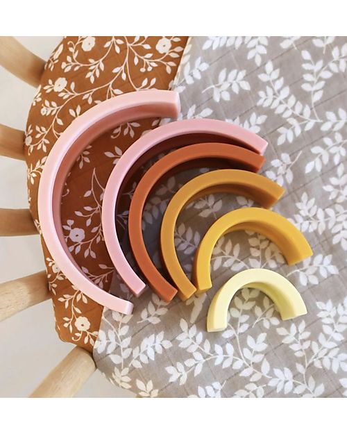 A Little Lovely Company Arcobaleno Impilabile in Silicone  Alimentare - Tramonto Giochi per Neonati_