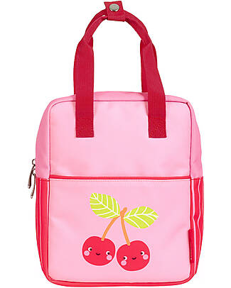 A Little Lovely Company Backpack with Handles - Happy Cherries - 21 x 26 x 10 cm Kindergarten Backpacks
