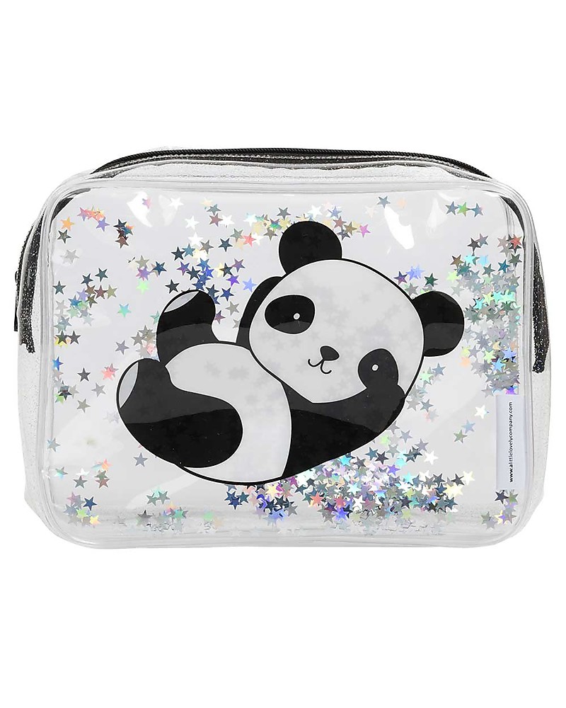 A Little Lovely Company Beauty Case Glitter - Panda Nero unisex (bambini)