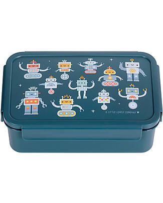 A Little Lovely Company Bento Lunch Box - Robot - Removable Compartments Snack Boxes
