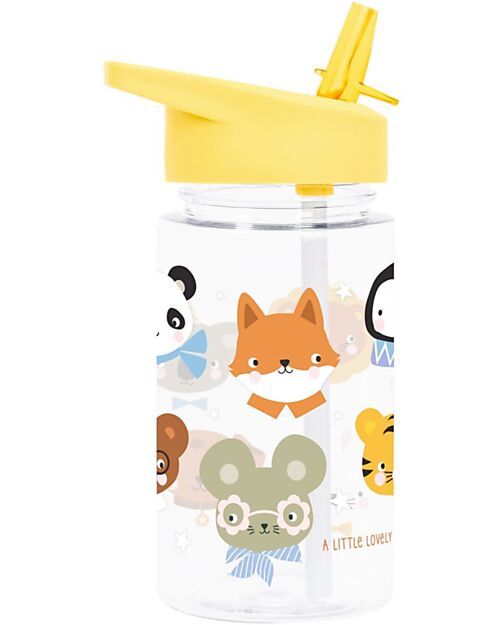 A Little Lovely Company Borraccia con Cannuccia 450 ml - Amici animali - Senza BPA! Borracce non Termiche
