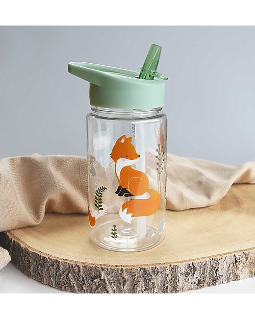 A Little Lovely Company Borraccia con Cannuccia 450 ml - Amici della Foresta - Senza BPA! Borracce non Termiche