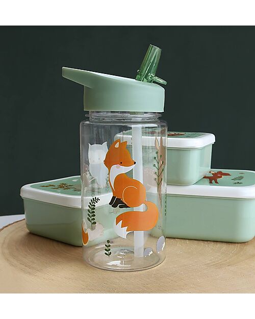 A Little Lovely Company Borraccia con Cannuccia 450 ml - Amici della Foresta - Senza BPA! Borracce non Termiche