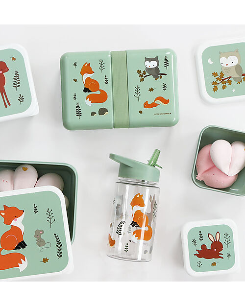 A Little Lovely Company Borraccia con Cannuccia 450 ml - Amici della Foresta - Senza BPA! Borracce non Termiche