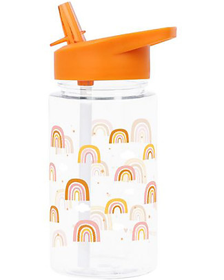 A Little Lovely Company Borraccia con Cannuccia 450 ml - Arcobaleni - Senza BPA! Borracce senza BPA